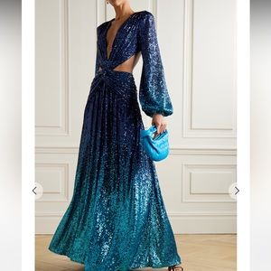 Patbo metallic blue ombré gown worn once